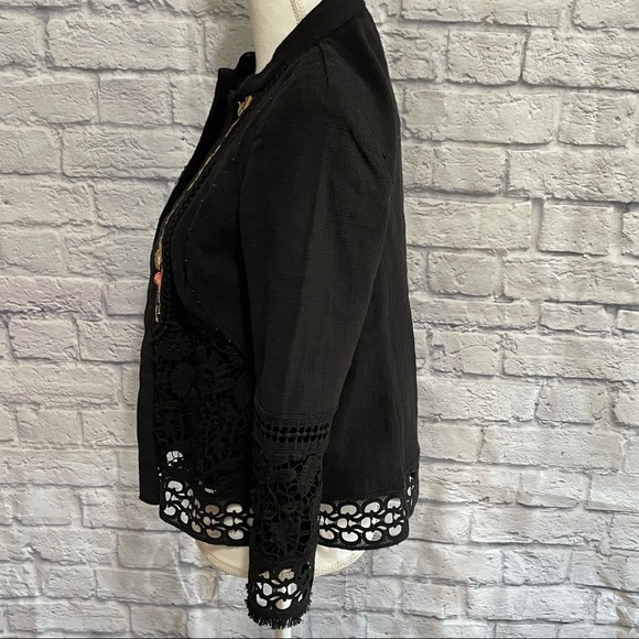 Chico’s Floral Embroidered and Lace Open Front Jacket Size 0P (Petite) Boho - Picture 4 of 10